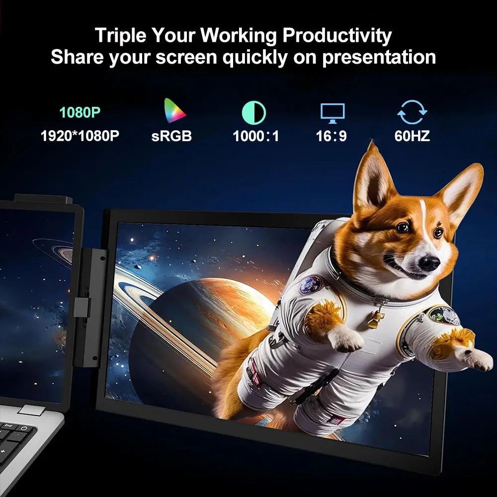 Wander Desk Triple Screen Monitor — 14" Portable Triple Display for Laptops