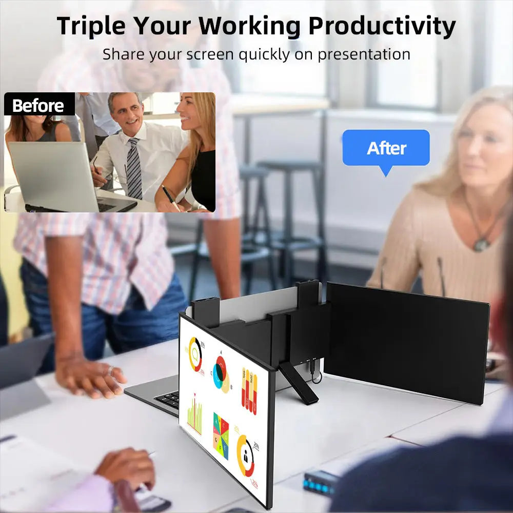 Wander Desk Triple Screen Monitor — 14" Portable Triple Display for Laptops