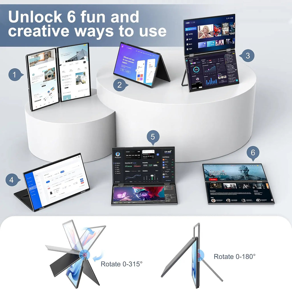 Wander Desk Wide Dual Screen Monitor — 18.5" Portable Foldable Display