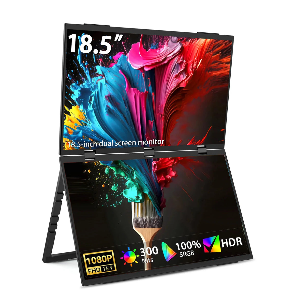 Wander Desk Wide Dual Screen Monitor — 18.5" Portable Foldable Display