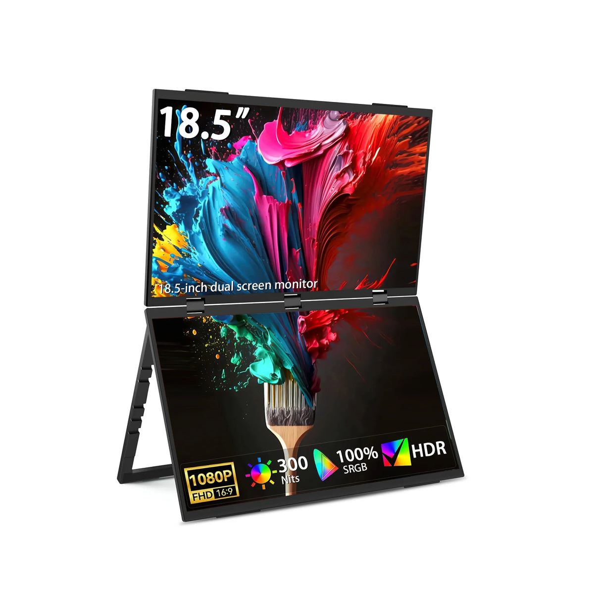 Wander Desk Wide Dual Screen Monitor — 18.5" Portable Foldable Display