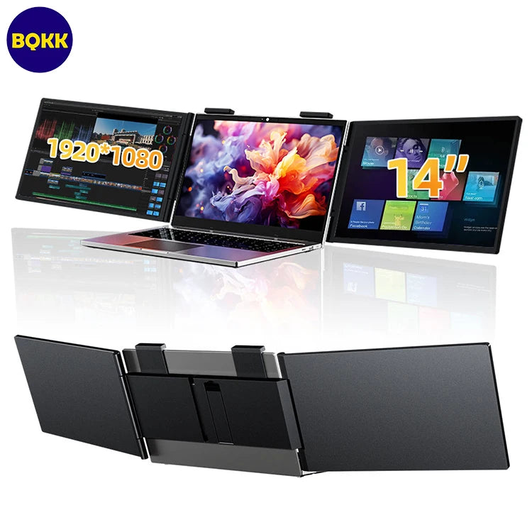 Wander Desk Triple Screen Monitor — 14" Portable Triple Display for Laptops