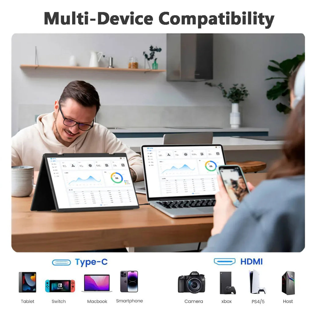 Wander Desk Stacked Dual Screen Monitor — 14" Portable Vertical Display